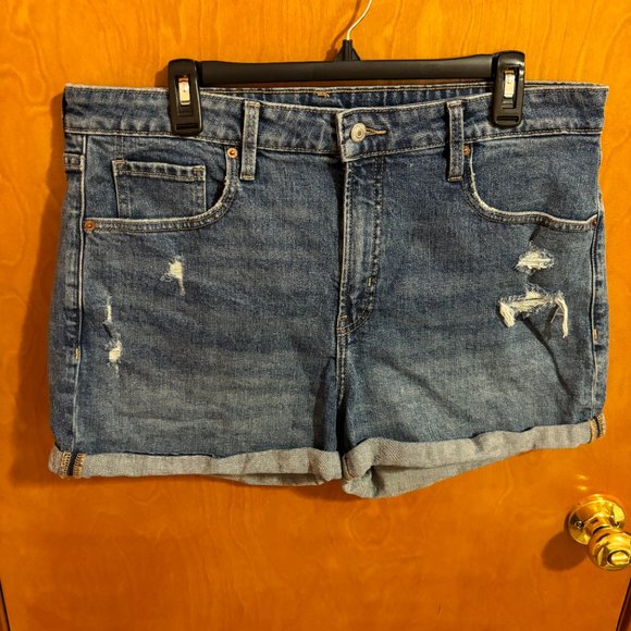 Old Navy‎ O.G. Short High Rise Distressed Jeans Rolled Cuff - Picture 2 of 16